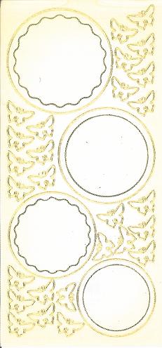 Sonderposten Sticker gold und transparent, Kreise und Schmetterlinge